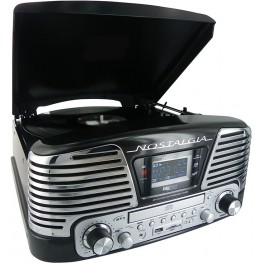 Tourne-disques Radio CD Encodeur MP3 - Noir Metal Tourne-disques Radio CD Encodeur MP3 - Noir Metal